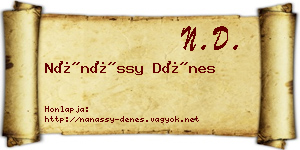 Nánássy Dénes névjegykártya