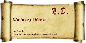 Nánássy Dénes névjegykártya